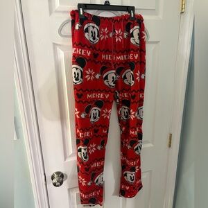 Disney Mickey Mouse Christmas Winter Men’s Fleece Pajamas Size Medium